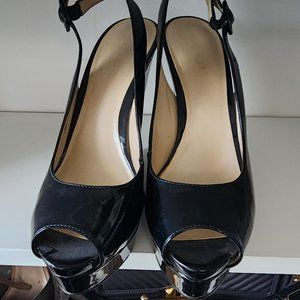 Nine West Black Wedge Platform, Wedge, Heels Size 10 Patent